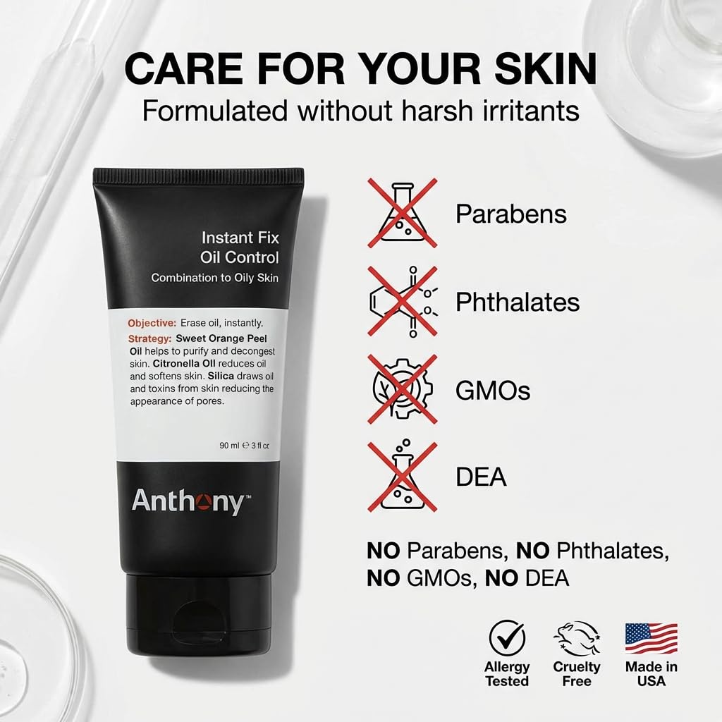 Anthony Instant Fix - Control de aceite para hombres \u2013 Loción...