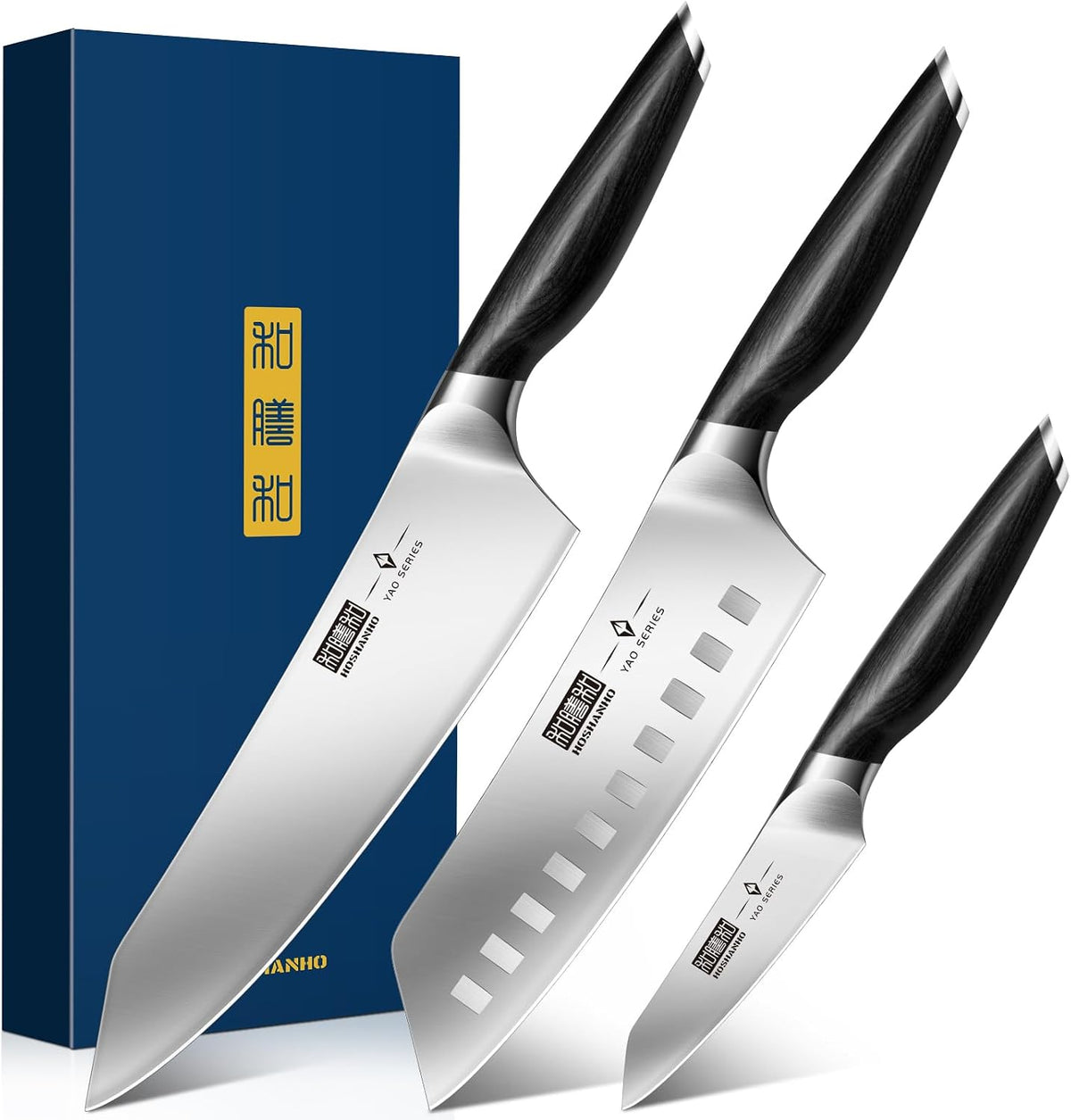 HOSHANHO Juego de cuchillos de cocina japonesa ultra afilados de 3 piezas