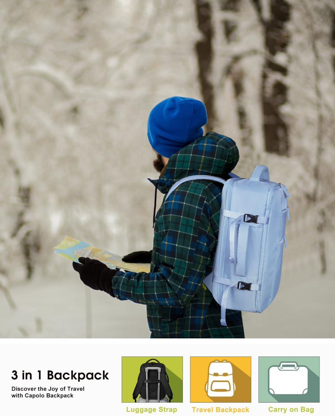Capolo Mochila de viaje para mujeres y hombres, mochila impermeable...