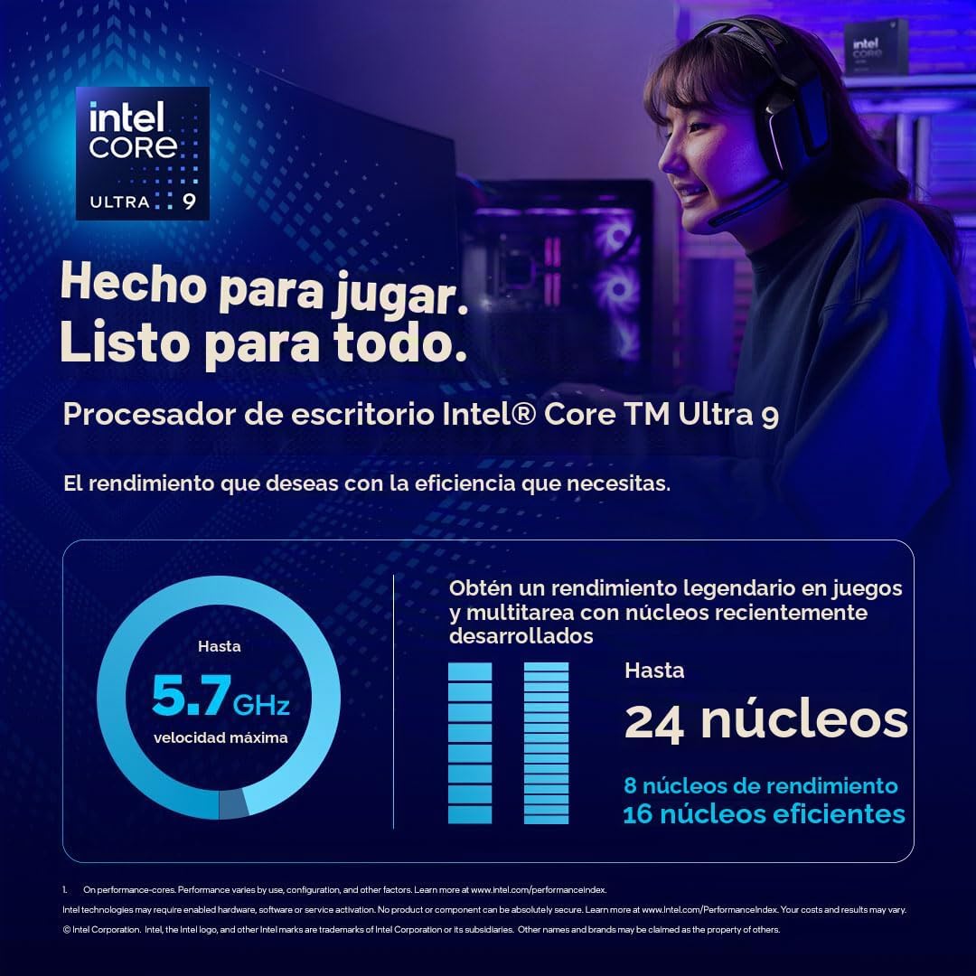 Intel® Procesador Core™ Ultra 9 285K 24 núcleos (8 núcleos P + 16 n...
