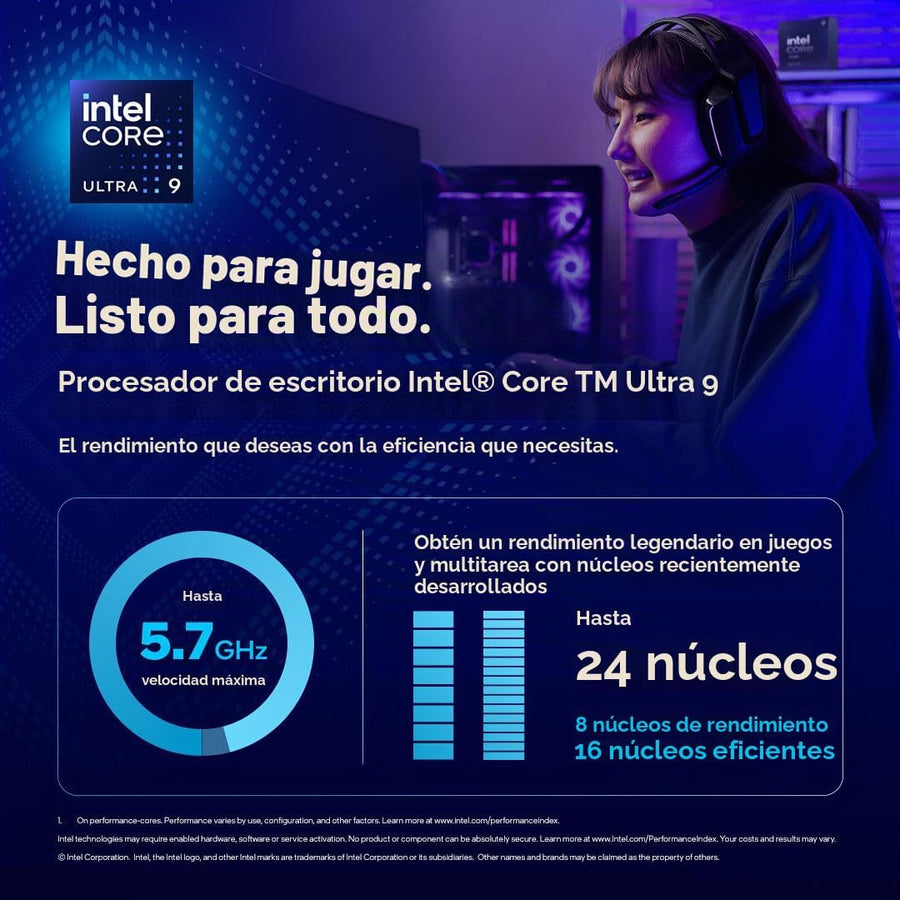 Intel® Procesador Core™ Ultra 9 285K 24 núcleos (8 núcleos P + 16 n...