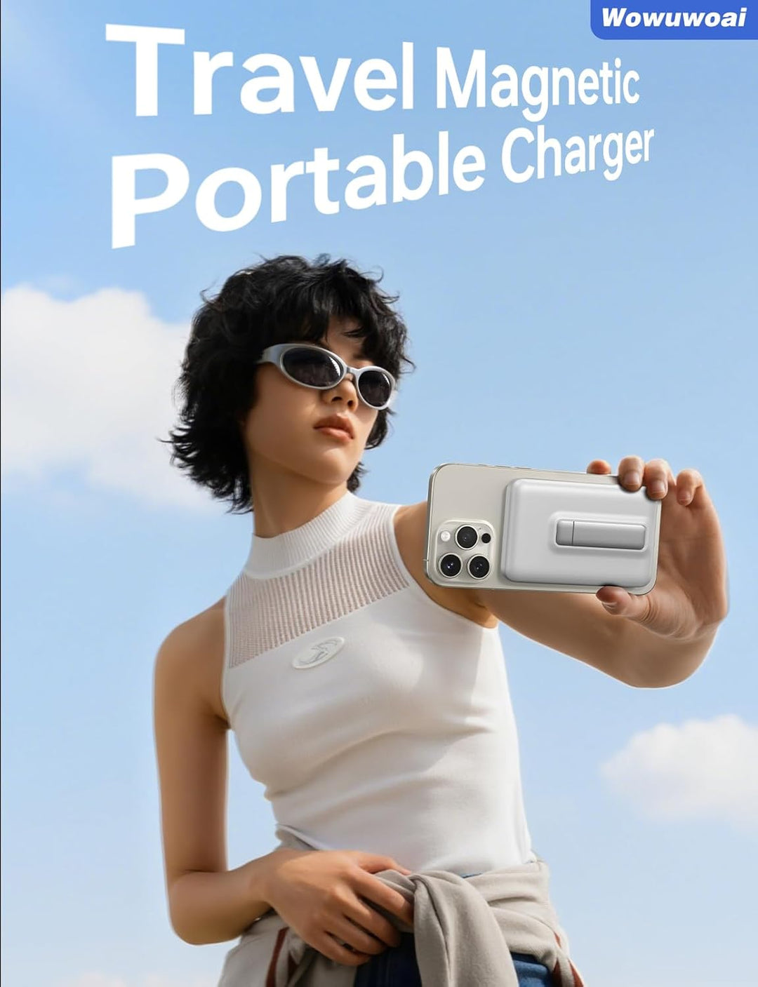 Wowuwoai Cargador portátil Magsafe, banco de energía inalámbrico de...