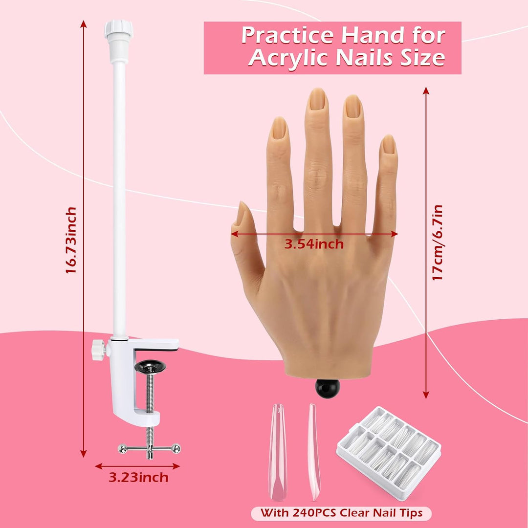 LIONVISON Mano de práctica para uñas acrílicas, mano de práctica de...