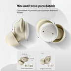 Auriculares para dormir de lado con ruido blanco y modo de sueño, auriculares ANC con cancelación de ruido para dormir, batería ultra larga, mini auriculares invisibles, Bluetooth 6.0 con función de