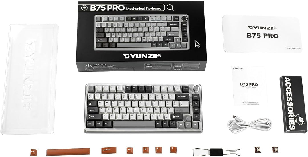 YUNZII Teclado Mecánico Inalámbrico B75 PRO, Diseño 75% con Perilla...