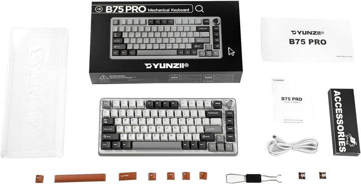 YUNZII Teclado Mecánico Inalámbrico B75 PRO, Diseño 75% con Perilla...