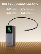 UGREEN Nexode Power Bank 20000mAh 165W con cable USB C incorporado,...
