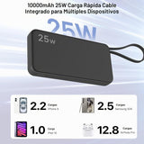 NOBIS Cargador portátil 25W 10000mAh Power Bank con cable USB-C inc...