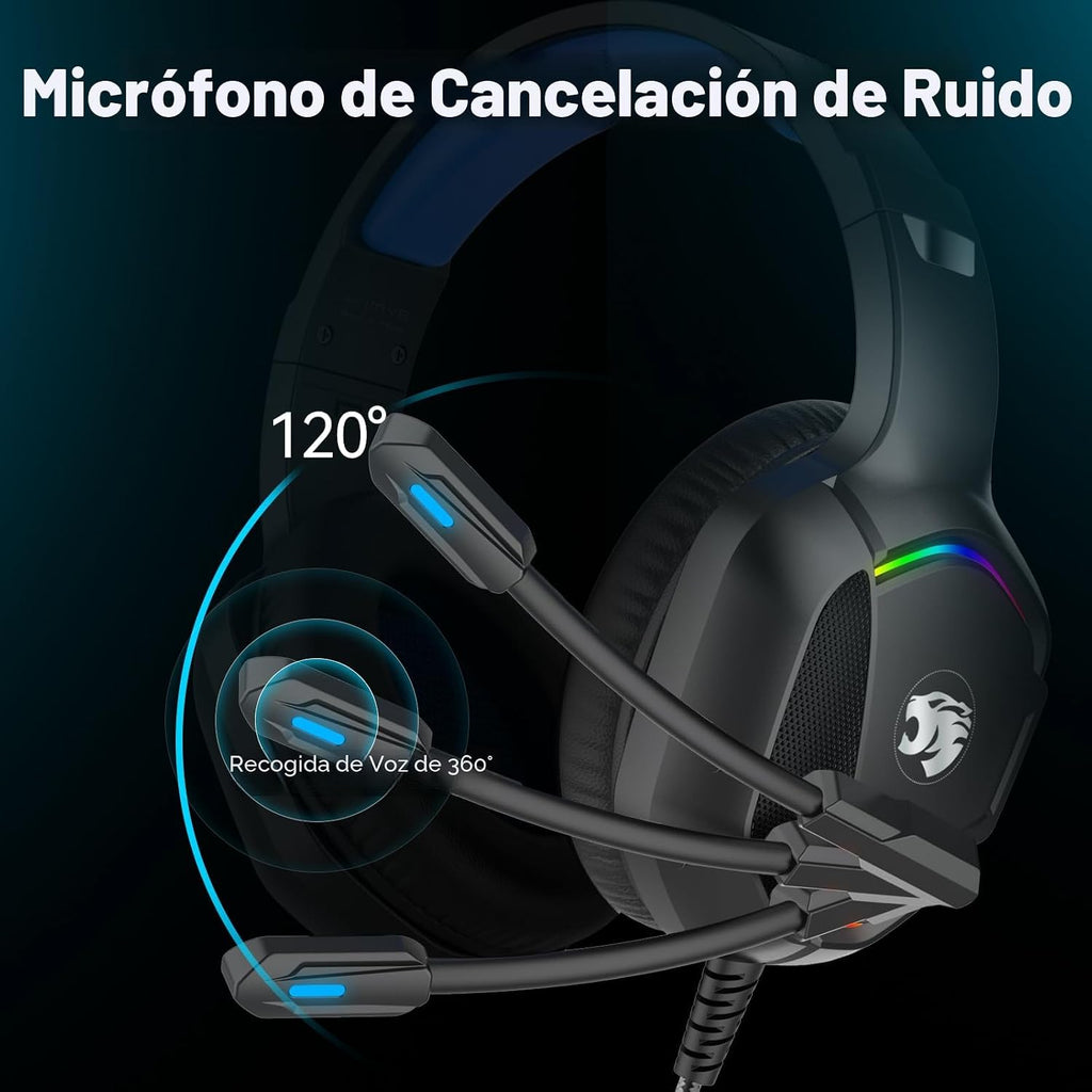 IMYB A36 Auriculares para juegos con micrófono estéreo para PC PS5, Xbox
