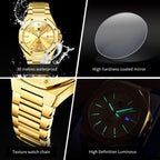 OLEVS Reloj para hombre Big Face Acero inoxidable Impermeable Luminoso Diamante