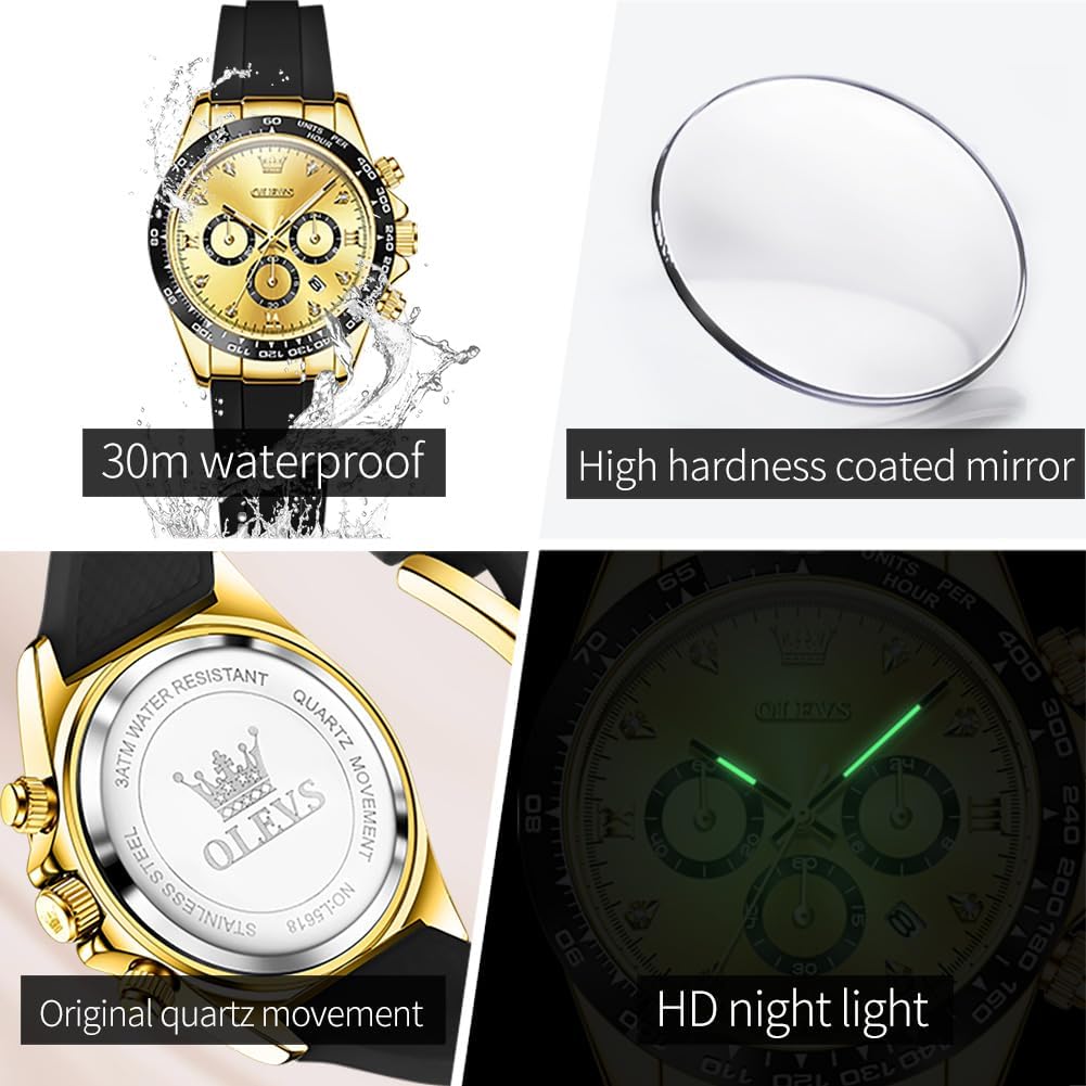 OLEVS Relojes de diamante de lujo pequeños para mujer - Pulsera de acero inoxidable, impermeables, analógicos, luminosos, con fecha, relojes de vestir de negocios para damas