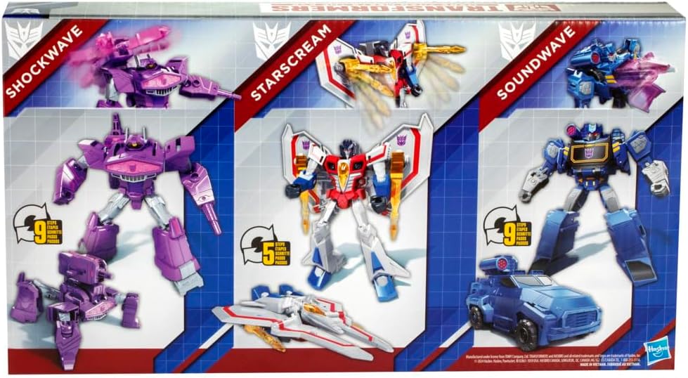 Transformers Decepticon Commander - Paquete de 3 figuras de acción...