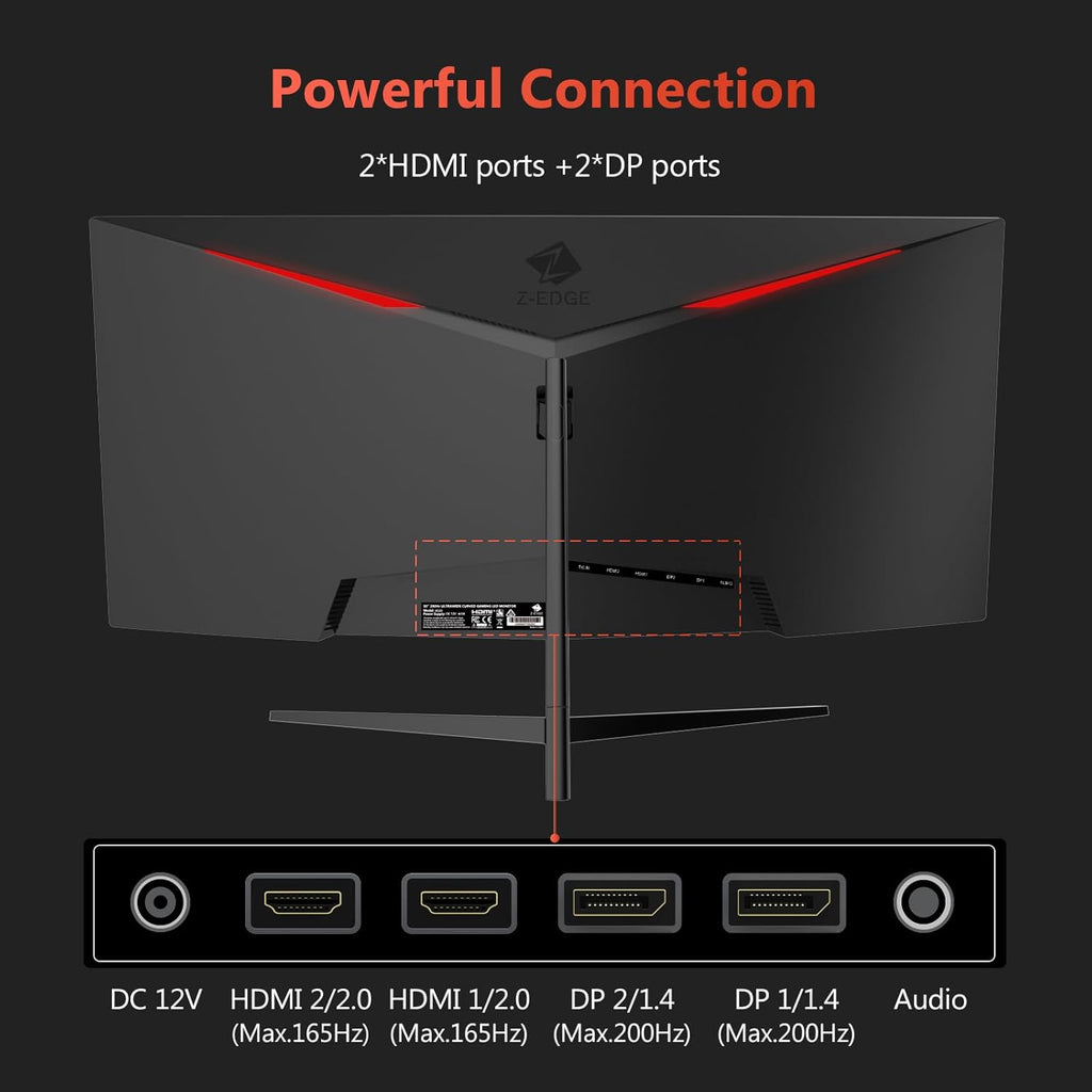 Z-Edge - Monitor curvo para juegos de 30 pulgadas, WFHD1080P 200Hz...