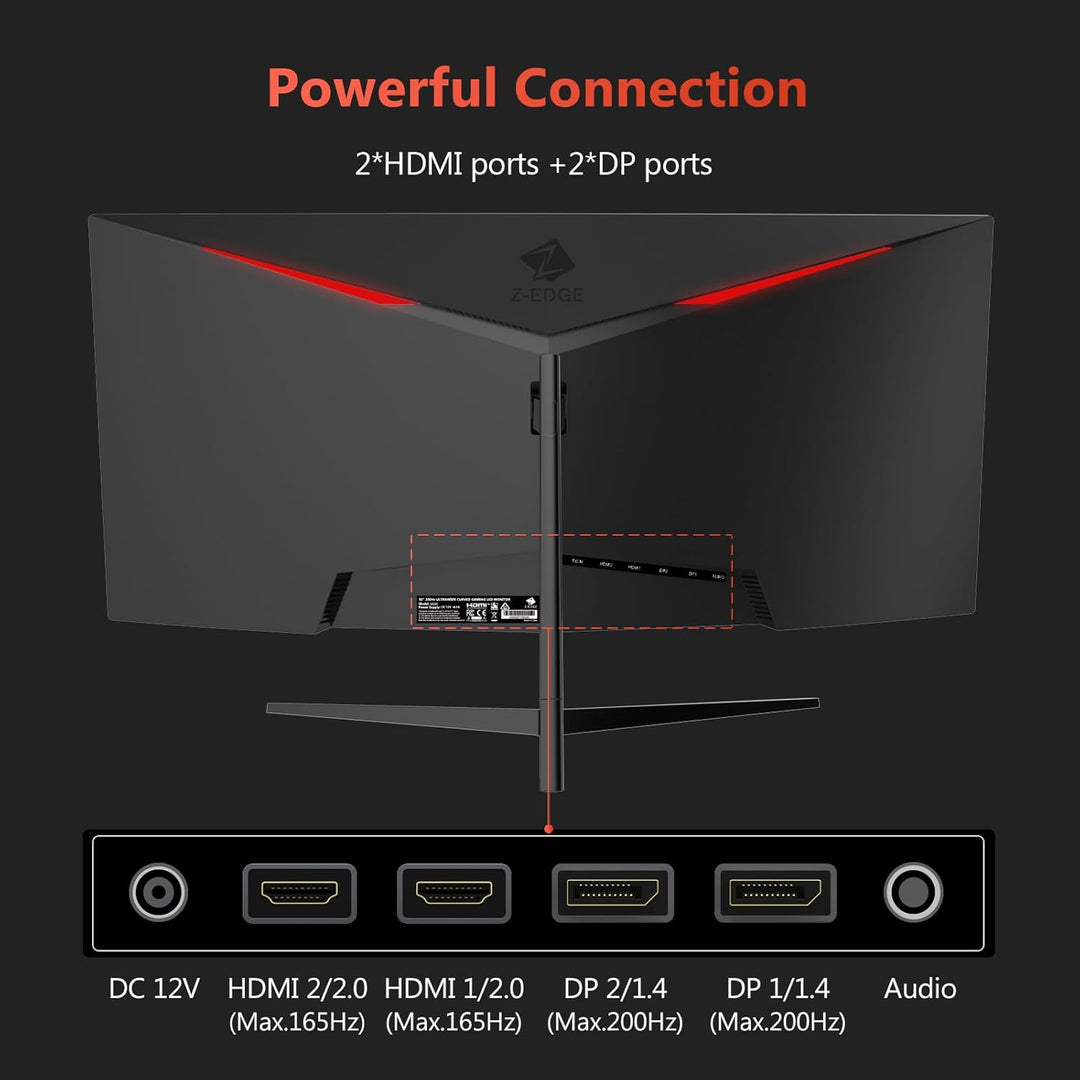 Z-Edge - Monitor curvo para juegos de 30 pulgadas, WFHD1080P 200Hz...