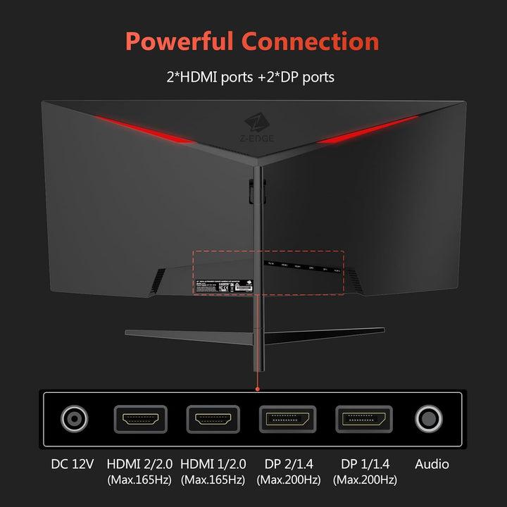 Z-Edge - Monitor curvo para juegos de 30 pulgadas, WFHD1080P 200Hz...