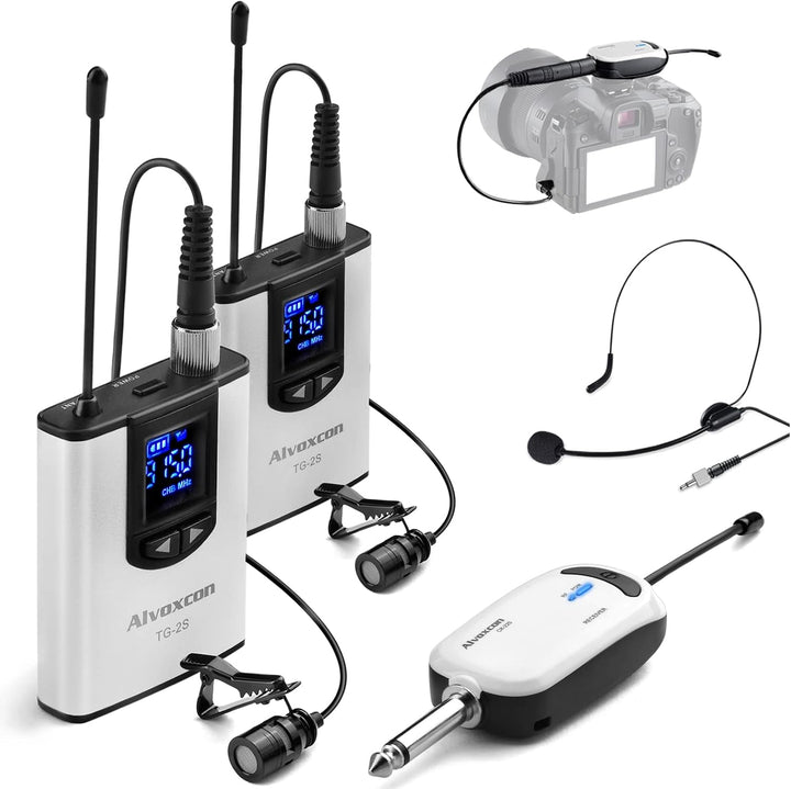 Alvoxcon TG220S Micrófono de solapa inalámbrico dual para iPhone, c...