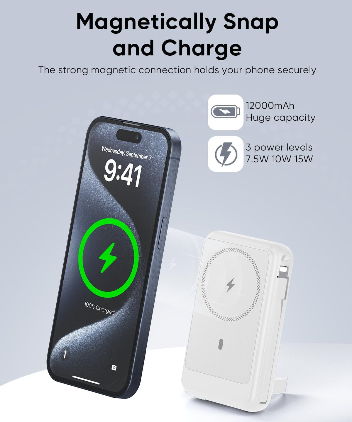 Batería Externa Magnética de 12000mAh para Cargador Portátil Magsaf...