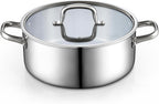 Cook N Home Olla de acero inoxidable revestido de tres capas de 7 cuartos