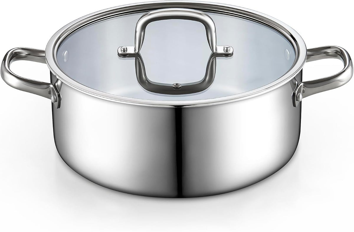 Cook N Home Olla de acero inoxidable revestido de tres capas de 7 cuartos