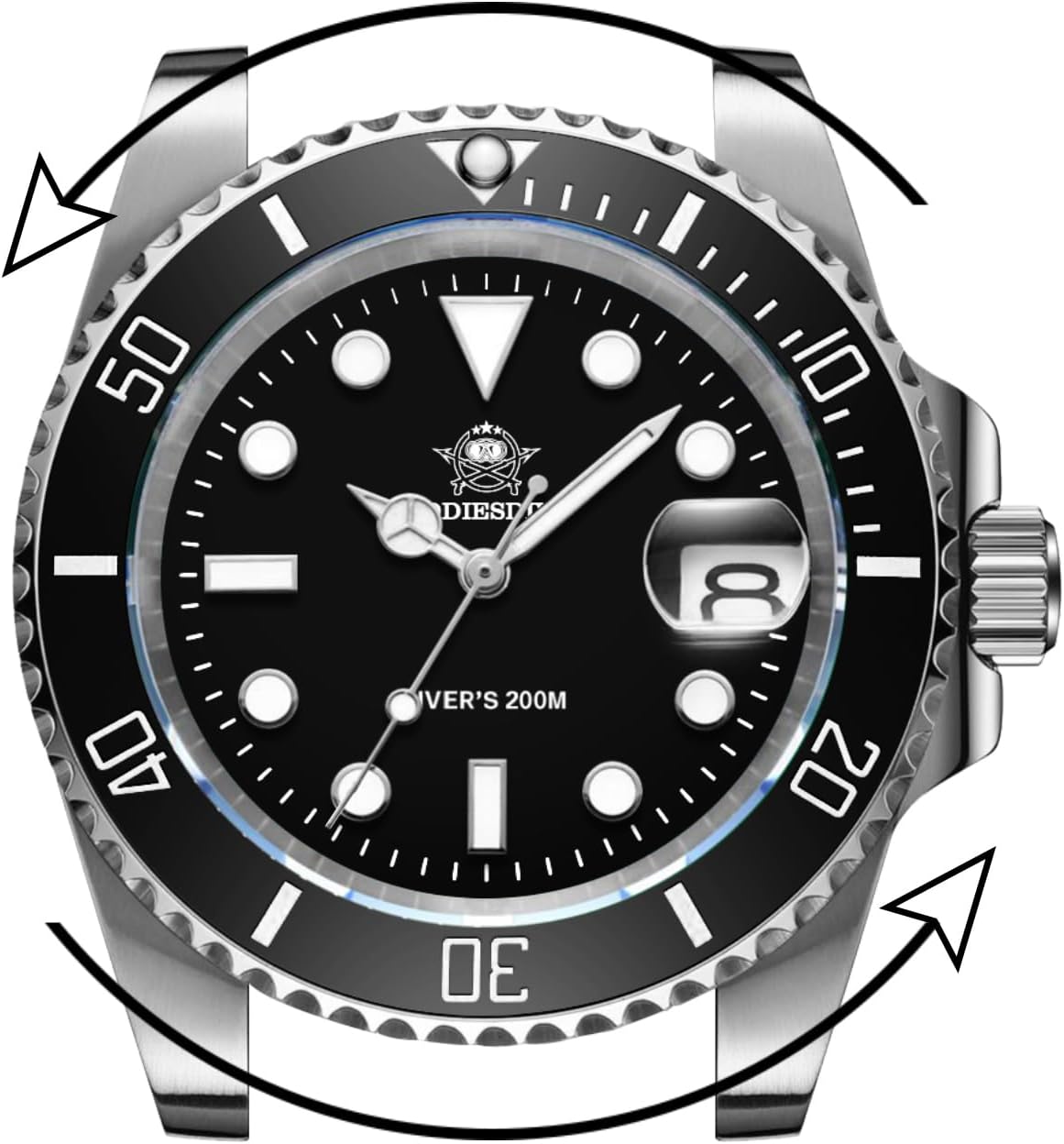 ADDIESDIVE Reloj de buceo para hombre de 1.614 in con movimiento de cuarzo para hombre, esfera fácil de leer, 200 M, impermeable, BGW9, luminoso, analógico, naranja, rojo, verde/negro, esfera