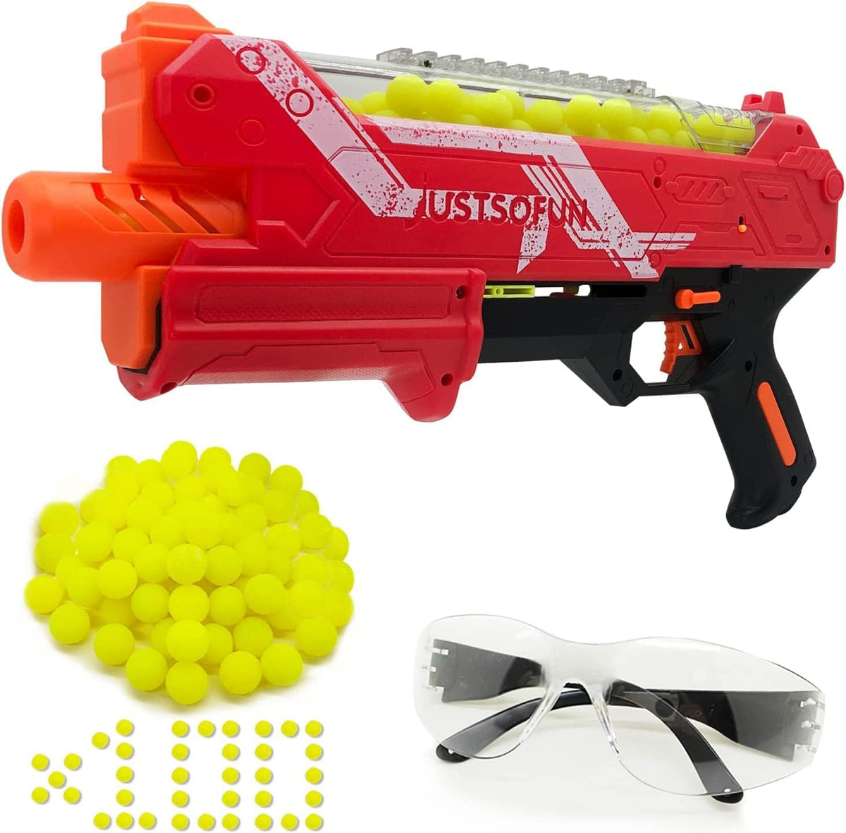 Blaster Gun con Protective Goggles y 100 Rounds para hasta 110 FPS compatible con Nerf Hyper Rounds Darts, Easy Reload, Holds hasta 50 Rounds (RED)