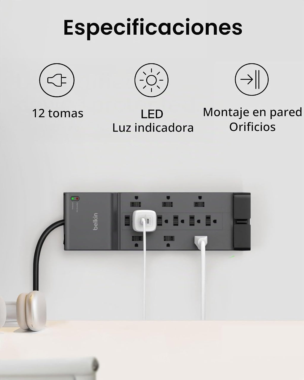 Belkin Regleta de protección contra sobretensiones de 12 salidas con 12