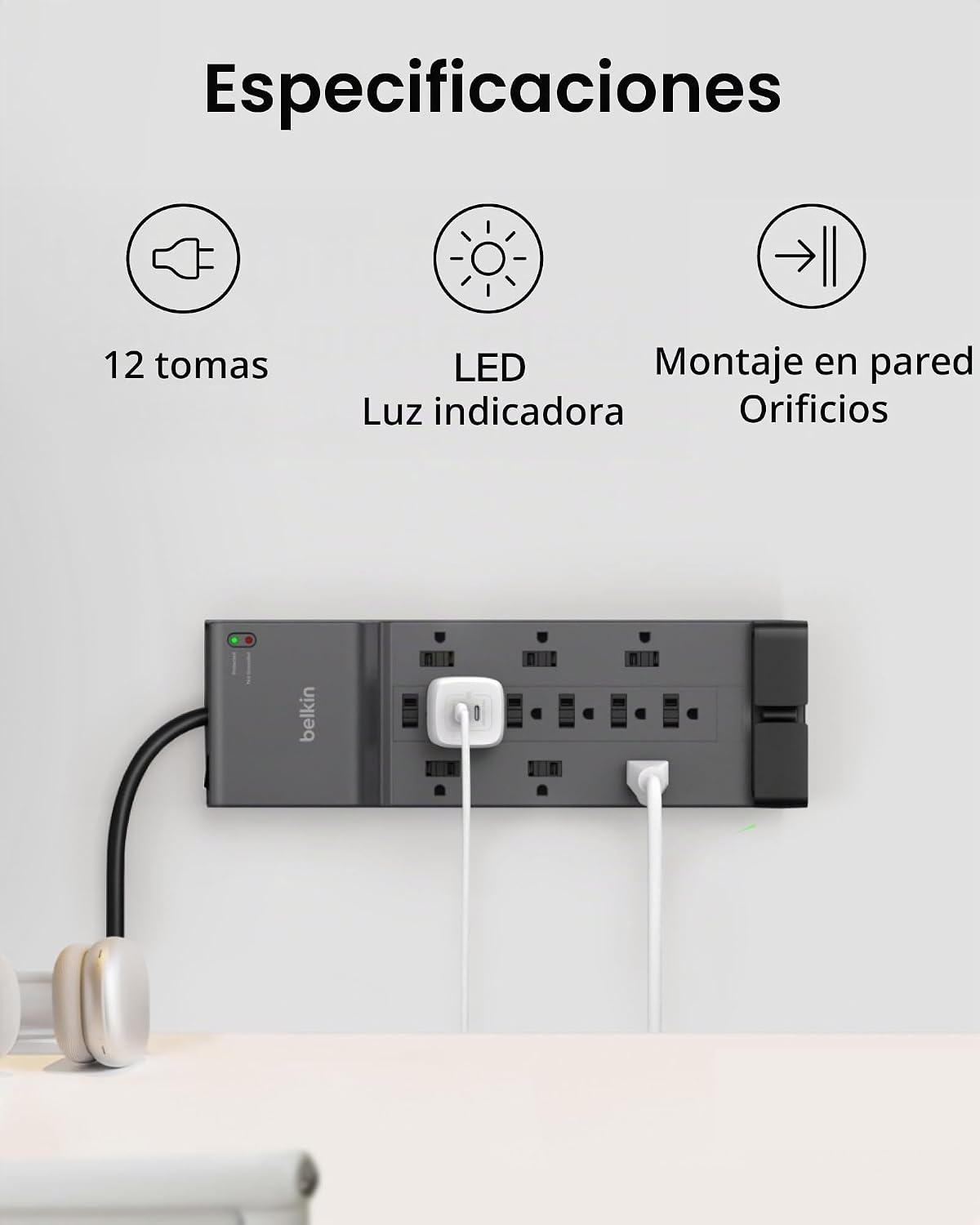 Belkin Regleta de protección contra sobretensiones de 12 salidas con 12