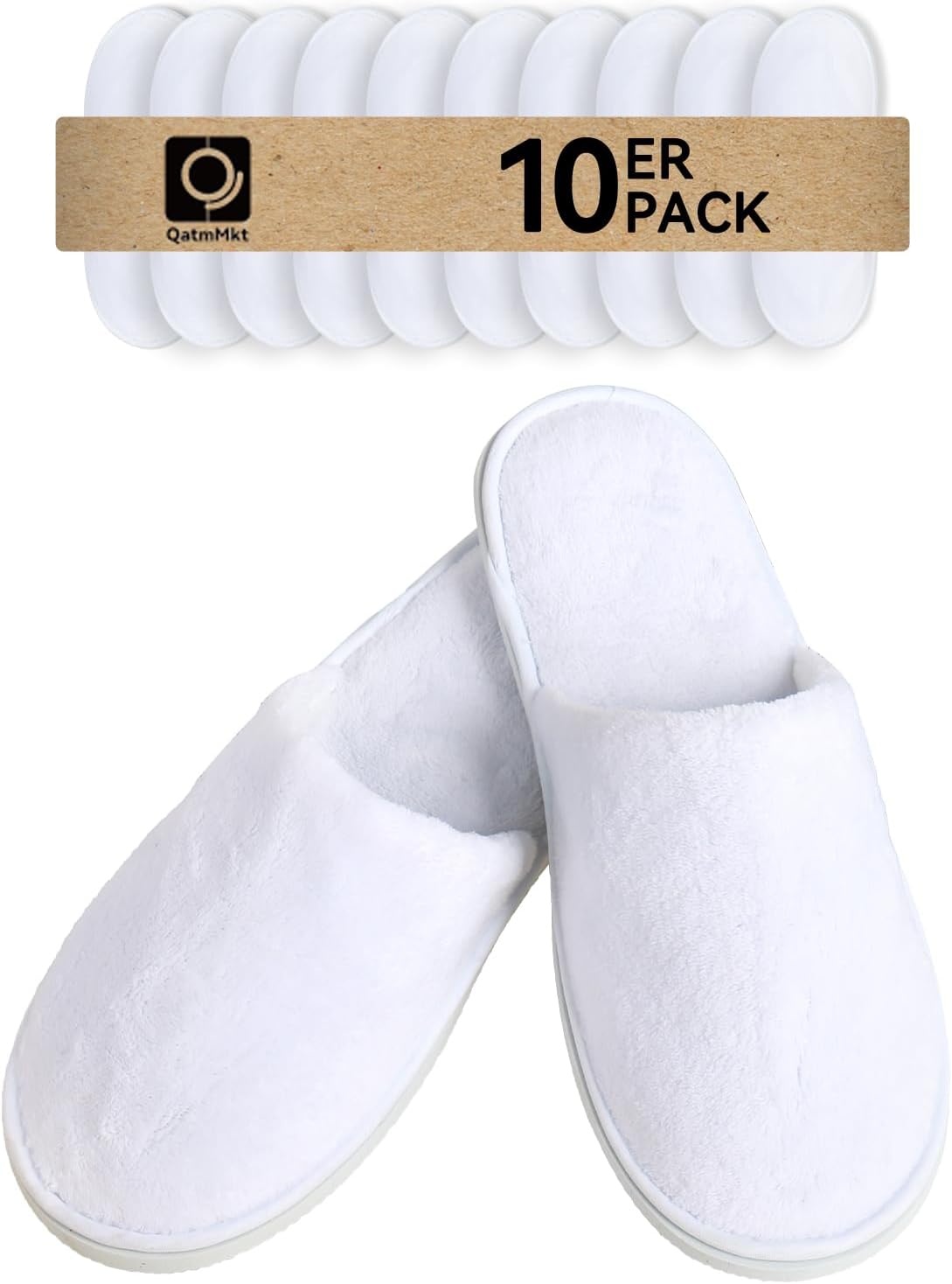 QatmMkt - 10 pares de pantuflas desechables unisex para invitados,...