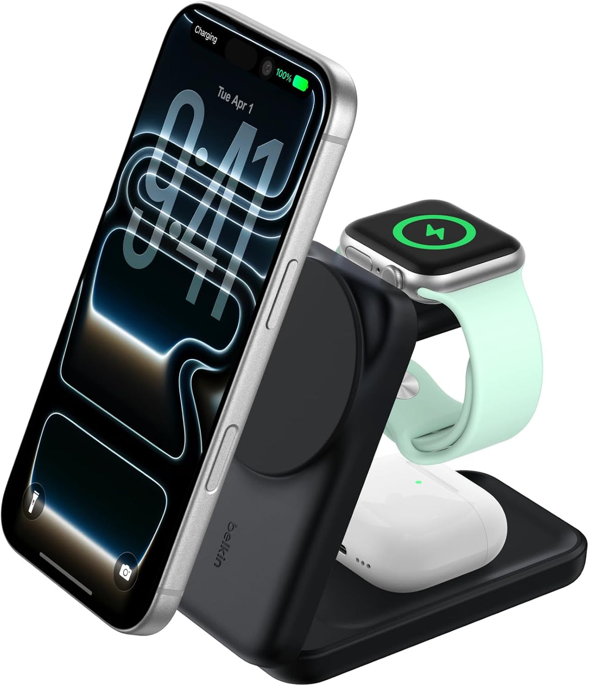 Belkin Qi2.2 25W Estación de Carga Inalámbrica 3 en 1 Plegable de Carga Rápida para iPhone