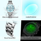 OLEVS Reloj para Mujer Moderno de Moda con Diamantes para Damas Analógico, Acero Inoxidable, Resistente al Agua, Luminosa, Día, Fecha, Dos Tonos