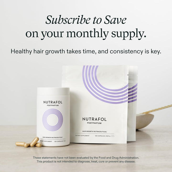 Nutrafol Suplementos para el crecimiento del cabello posparto, clín...