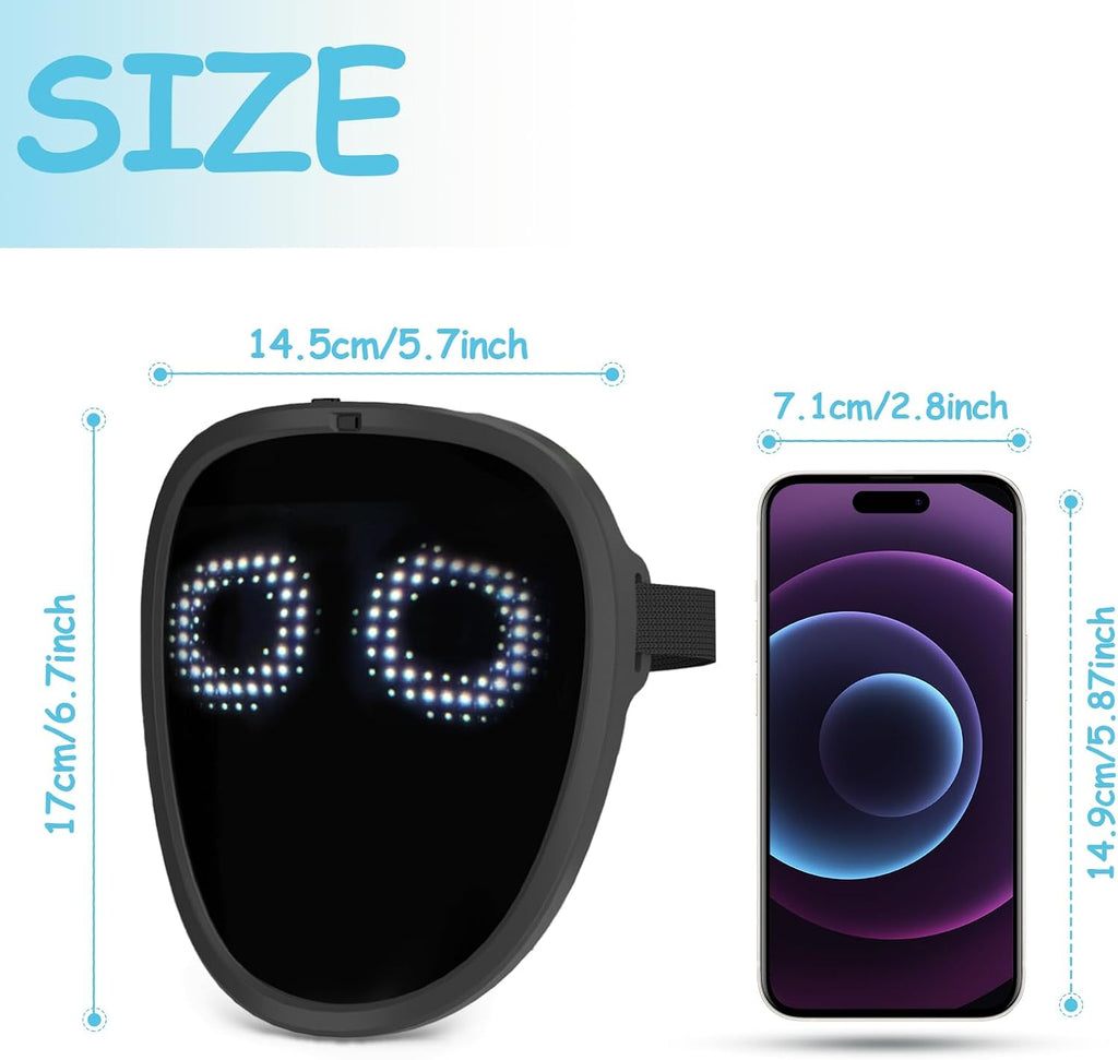 Máscara LED con detección de gestos, máscara transformadora unisex con luz LED para disfraz, cosplay, fiesta, mascarada