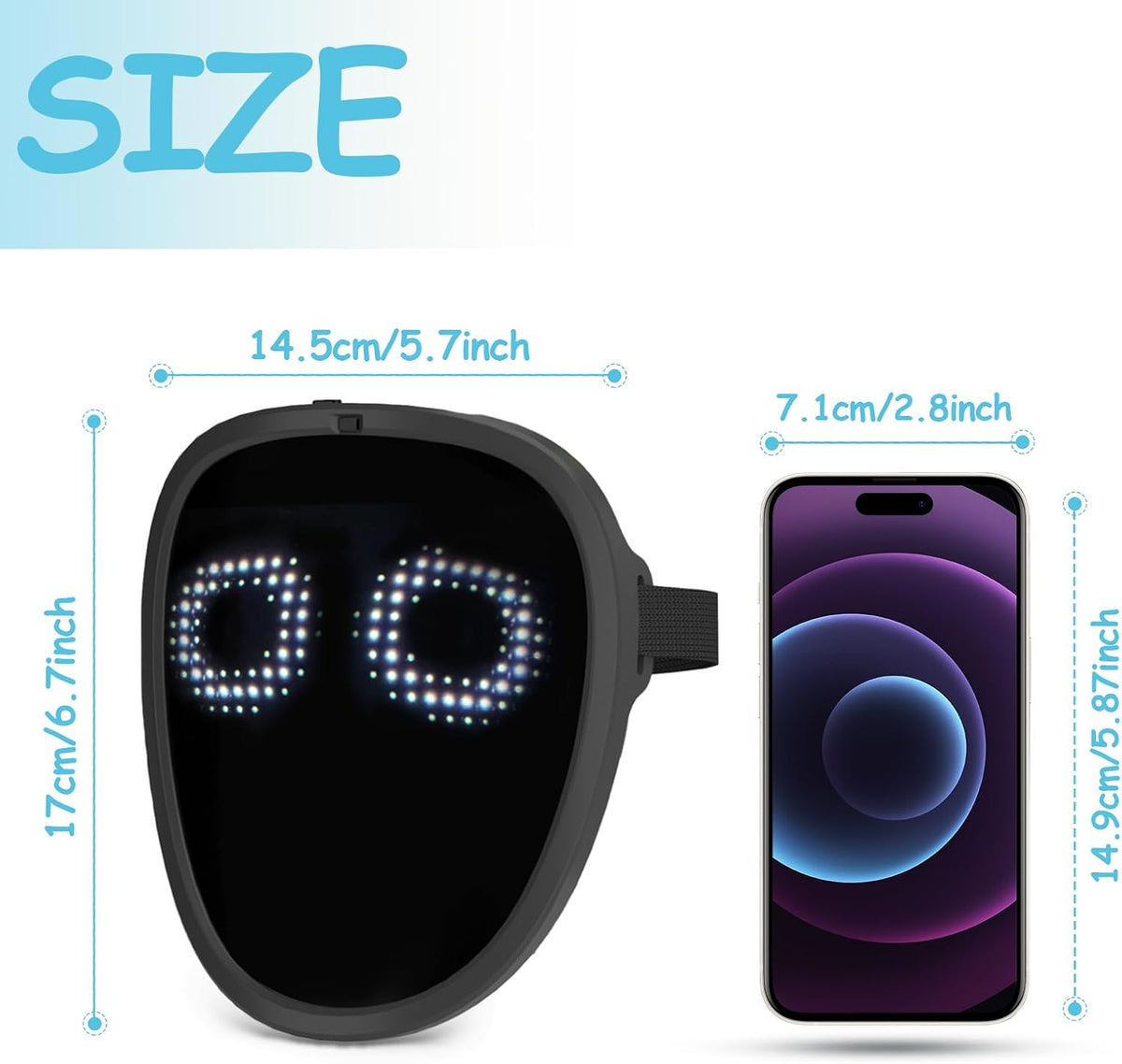 Máscara LED con detección de gestos, máscara transformadora unisex con luz LED para disfraz, cosplay, fiesta, mascarada