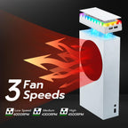 Mcbazel Ventilador de Enfriamiento RGB para Xbox Series S, Sistema de Enfriamiento con 3 Niveles de Velocidad Ajustables, Banda de Luz RGB de 7 Modos, Filtro de Polvo, Bajo Ruido y 2 Puerto USB, Ventilador Enfriador para Xbox Series S (Solo Consola)