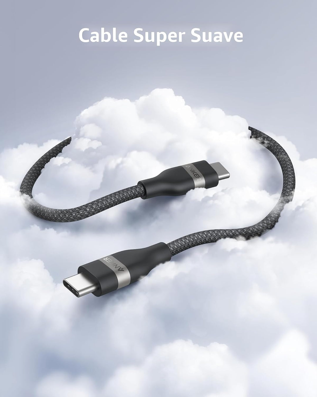 Anker Cable Nano USB C, 240 W, cable trenzado multicolor flexible d...