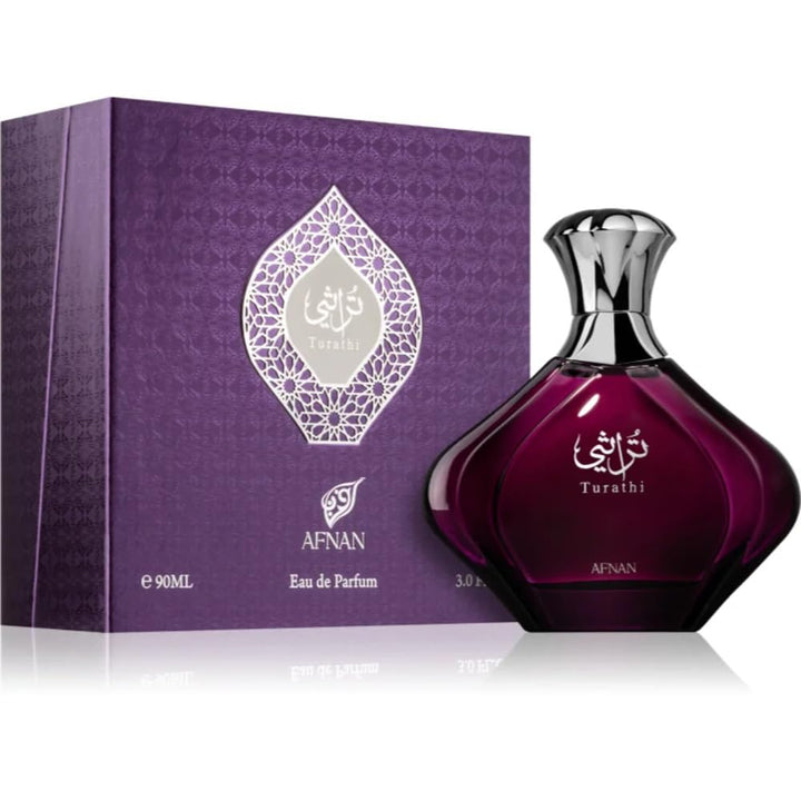 Afnan Turathi Purple Eau de Parfum para Mujeres, 3.0 Fl. Oz