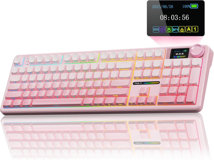 AULA F108 PRO - Teclado mecánico inalámbrico con pantalla y perilla...