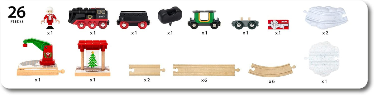 BRIO World - Tren de Vapor Navideño - Tren Operado a Batería - Motor de Vapor Motorizado de 27 Piezas para Pista de Madera con Luces y Vapor Apto para Niños - Juego Interactivo con Adelante/Atrás