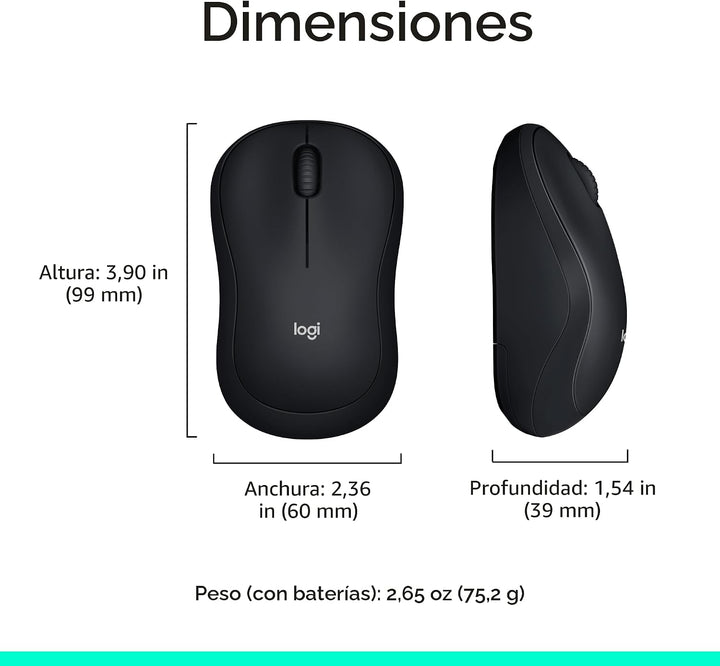Logitech Ratón inalámbrico M185, 2.4 GHz con mini receptor USB, dur...