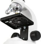 AmScope Microscopio monocular compuesto digital M149C-PB10-WM-E, oculares WF10x y WF25x, aumento de 40x-1000x, iluminación LED, Brightfield, condensador de una sola lente, escenario liso, 110 V o
