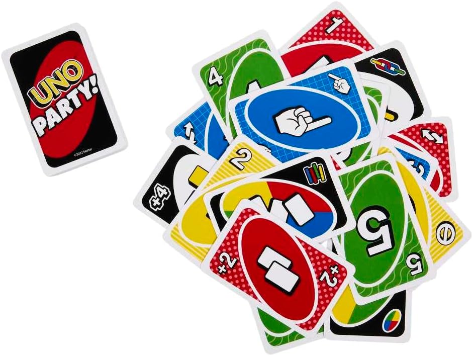 Mattel, ¡Juego de cartas UNO para fiestas! ¡Grupos más grandes! ¡Reglas más salvajes! ¡Diversión más rápida!