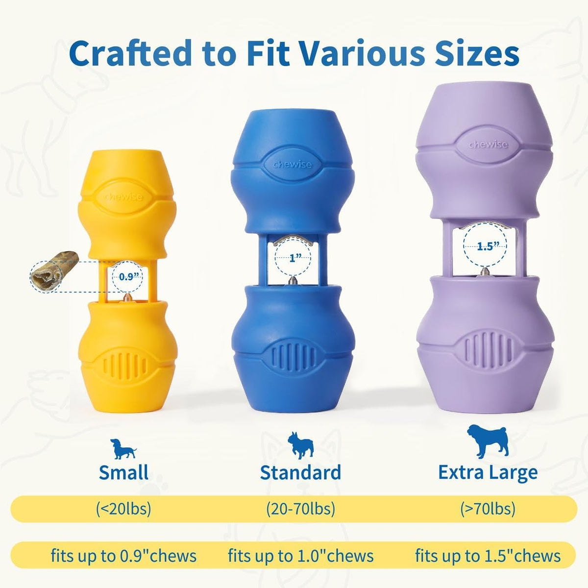Chewise - Soporte para Bully Sticks, soporte mejorado para Bully Sticks, máxima seguridad resistente, dispositivo de seguridad libre de BPA para prevenir asfixia, se adapta a varios Bully