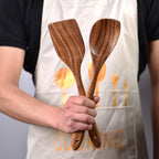 Utensilios de madera de 13 pulgadas de largo para cocinar, cucharas de madera de mango largo para cocinar, juego de 7 PIEZAS de cucharas de madera para manualidades, juego de utensilios de