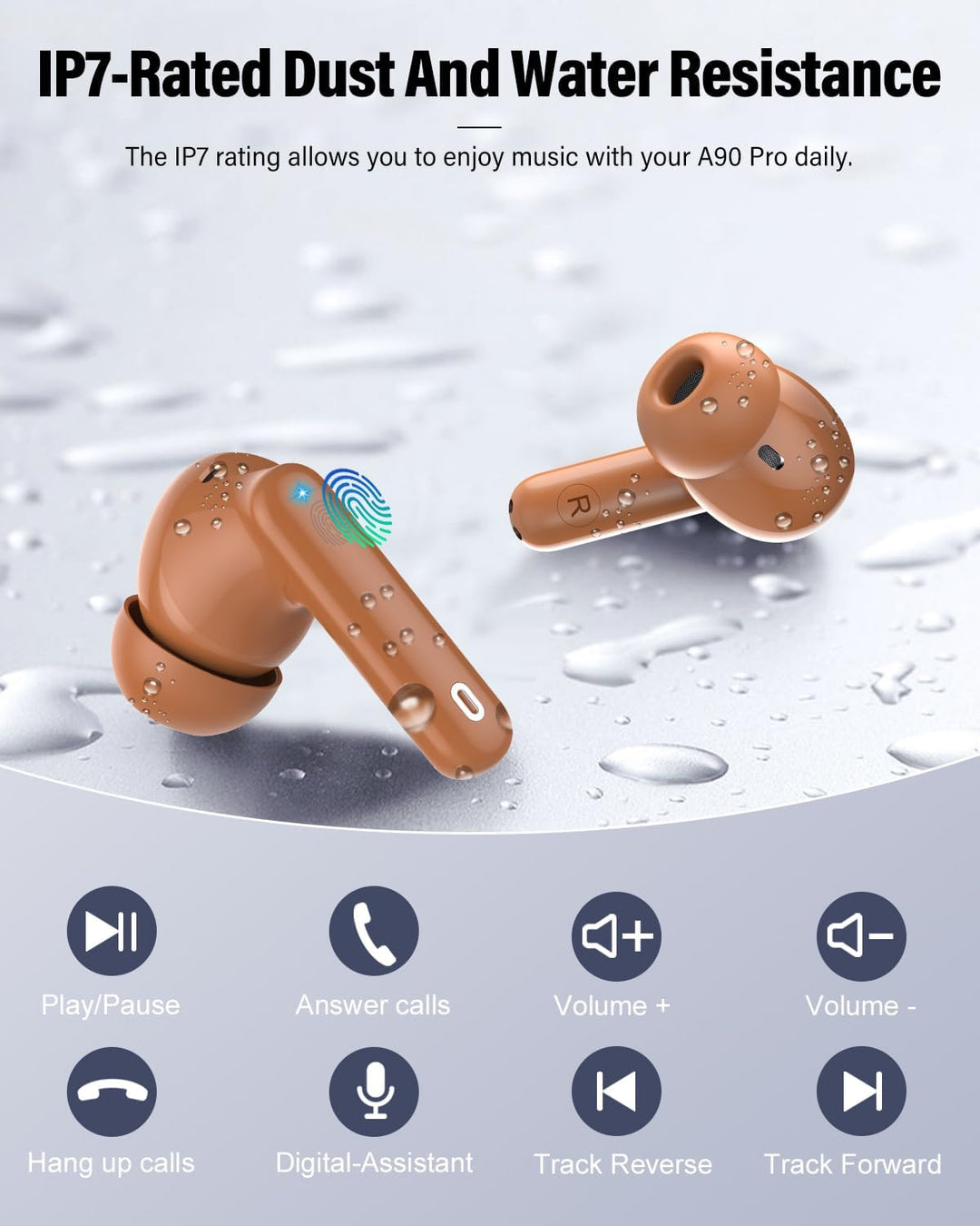 Auriculares inalámbricos, Bluetooth 5.4, estéreo de bajos, auricula...