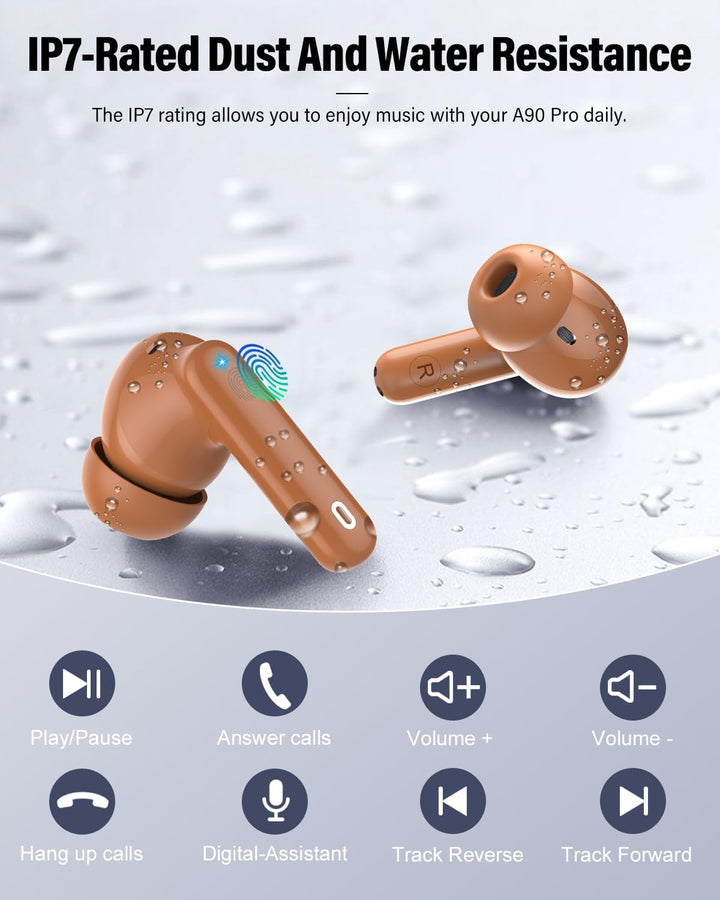 Auriculares inalámbricos, Bluetooth 5.4, estéreo de bajos, auricula...