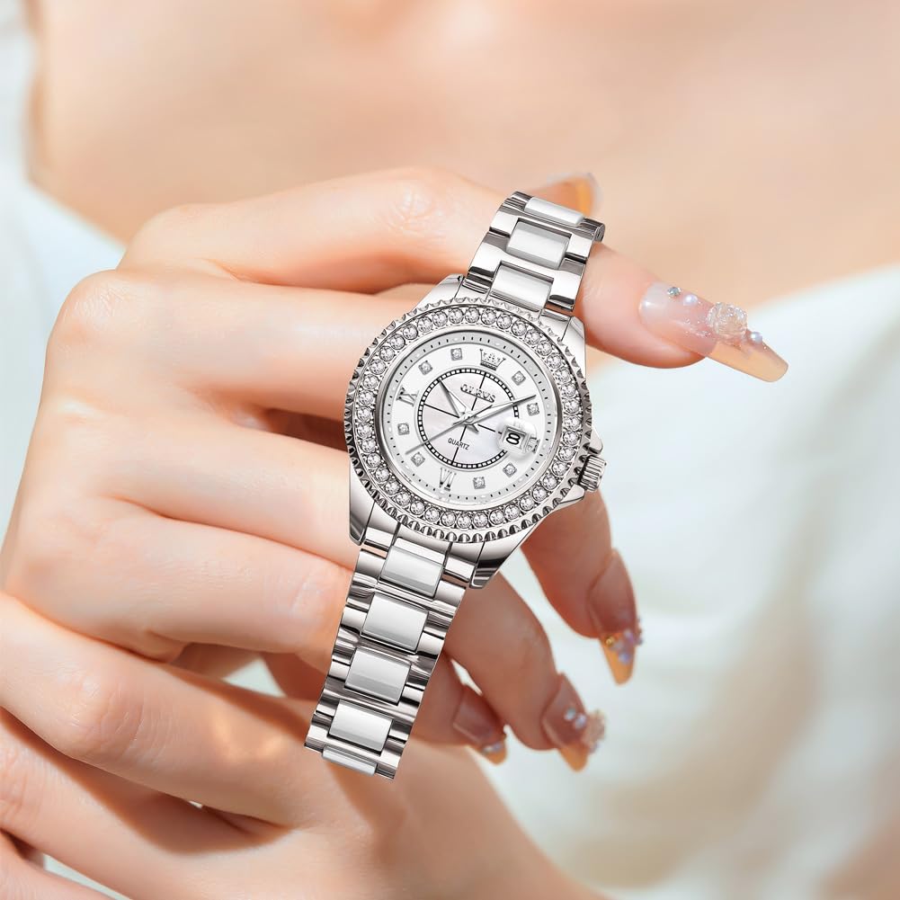 OLEVS Relojes para Mujeres Lujo Diamante con Fecha Analógico Cuartz para Mujer