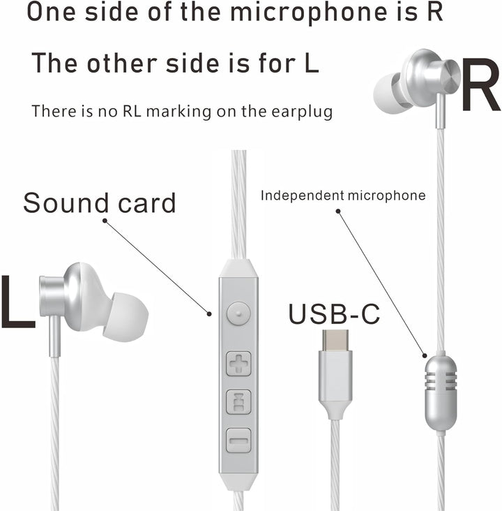 Bhvrtls Auriculares intrauditivos USB-C con cable, auriculares con...