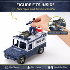 Liberty Imports Juego de 8 Piezas de Vehículos de Juguete y Figuras de Patrulla de Rescate Policial - Helicóptero, Camión SWAT, Motocicleta, Figuras de Acción, K-9, Armas y Accesorios para Juego
