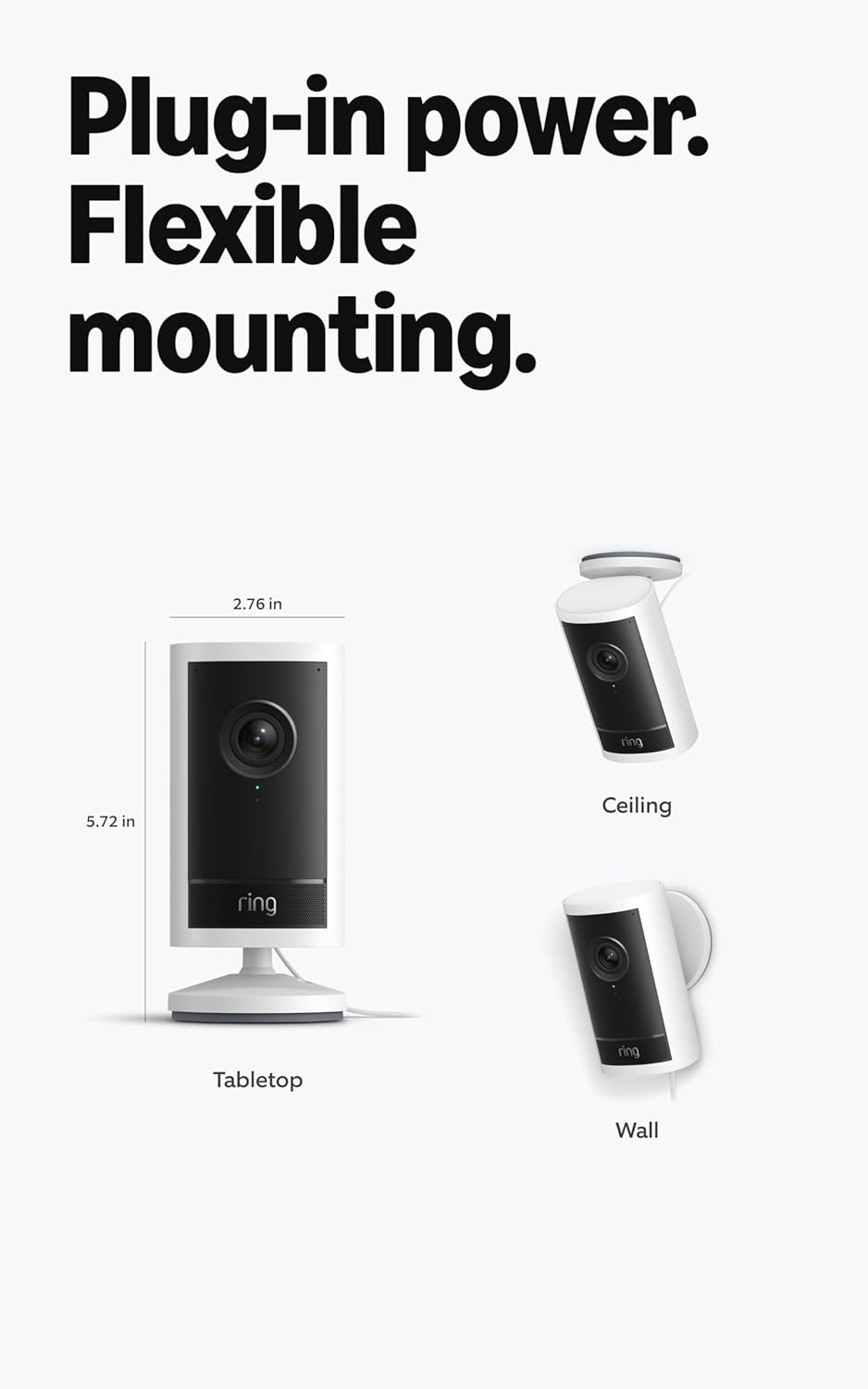 Cámara para exteriores con enchufe Ring Pro (modelo más reciente):...