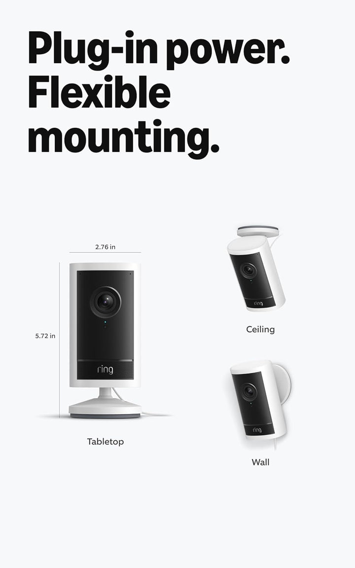 Cámara para exteriores con enchufe Ring Pro (modelo más reciente):...